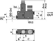 Mini-Druckregulatoren mit Druckanzeige, Zeichnung